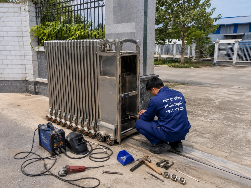 sửa cổng xếp tại Biên Hoà , công ty Phúc Nghĩa 